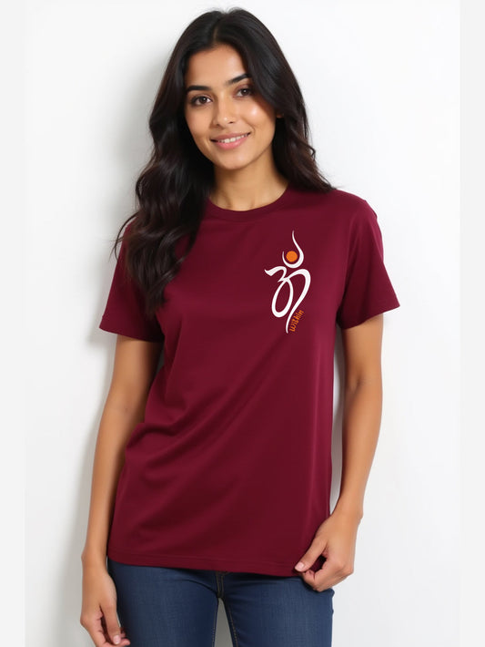 Om Within- Maroon Round Neck Yoga T-shirt