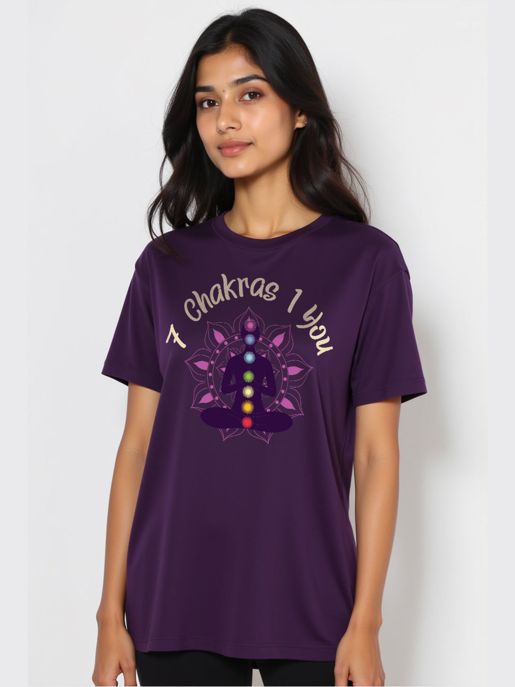 One You- Purple Round Neck Yoga T-shirt