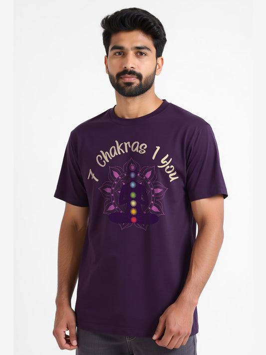 One You- Purple Round Neck Yoga T-shirt