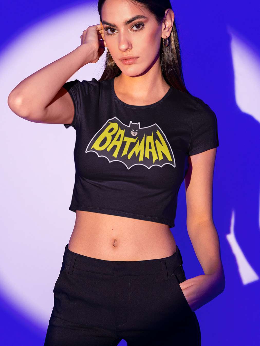 Batman- Black Round Neck Crop Top