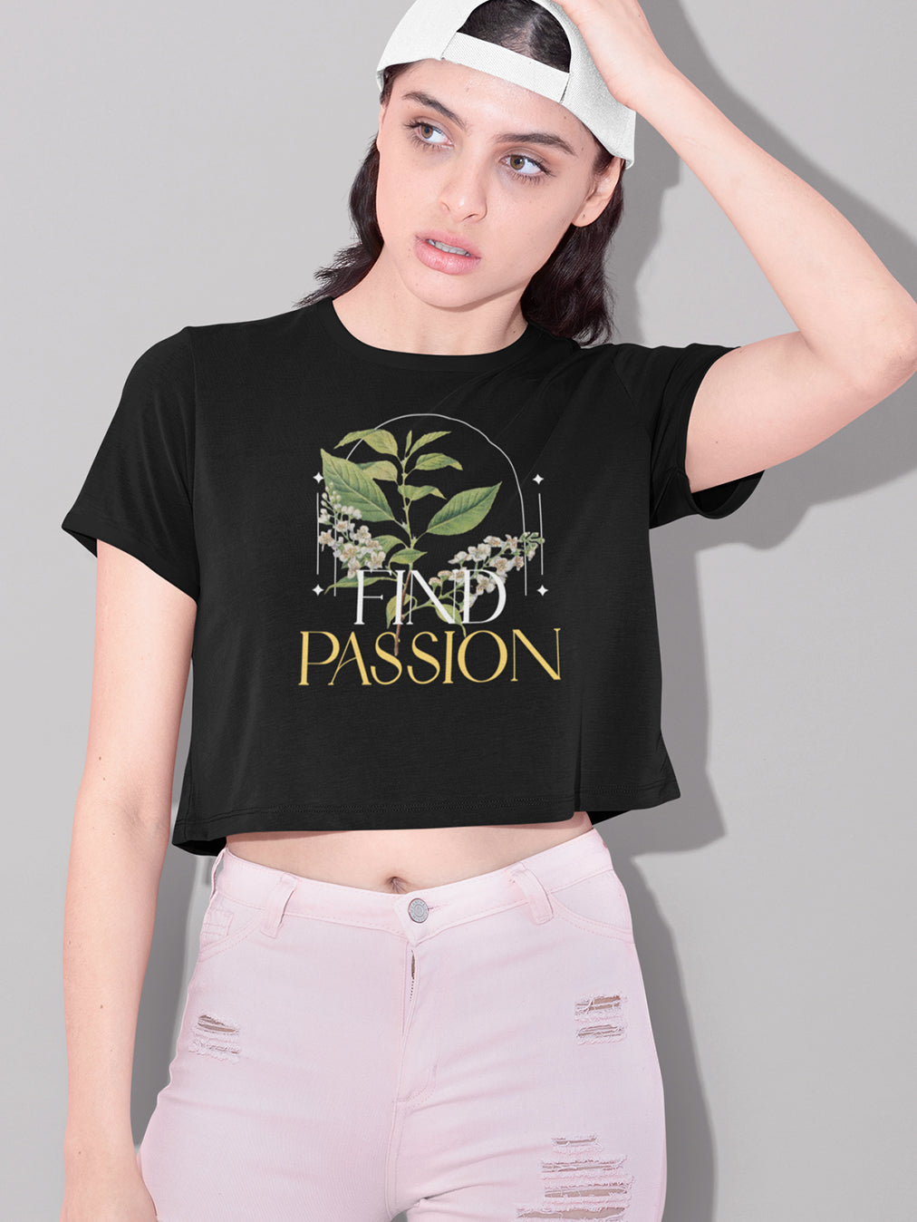 Find Passion- Black Round Neck Crop Top
