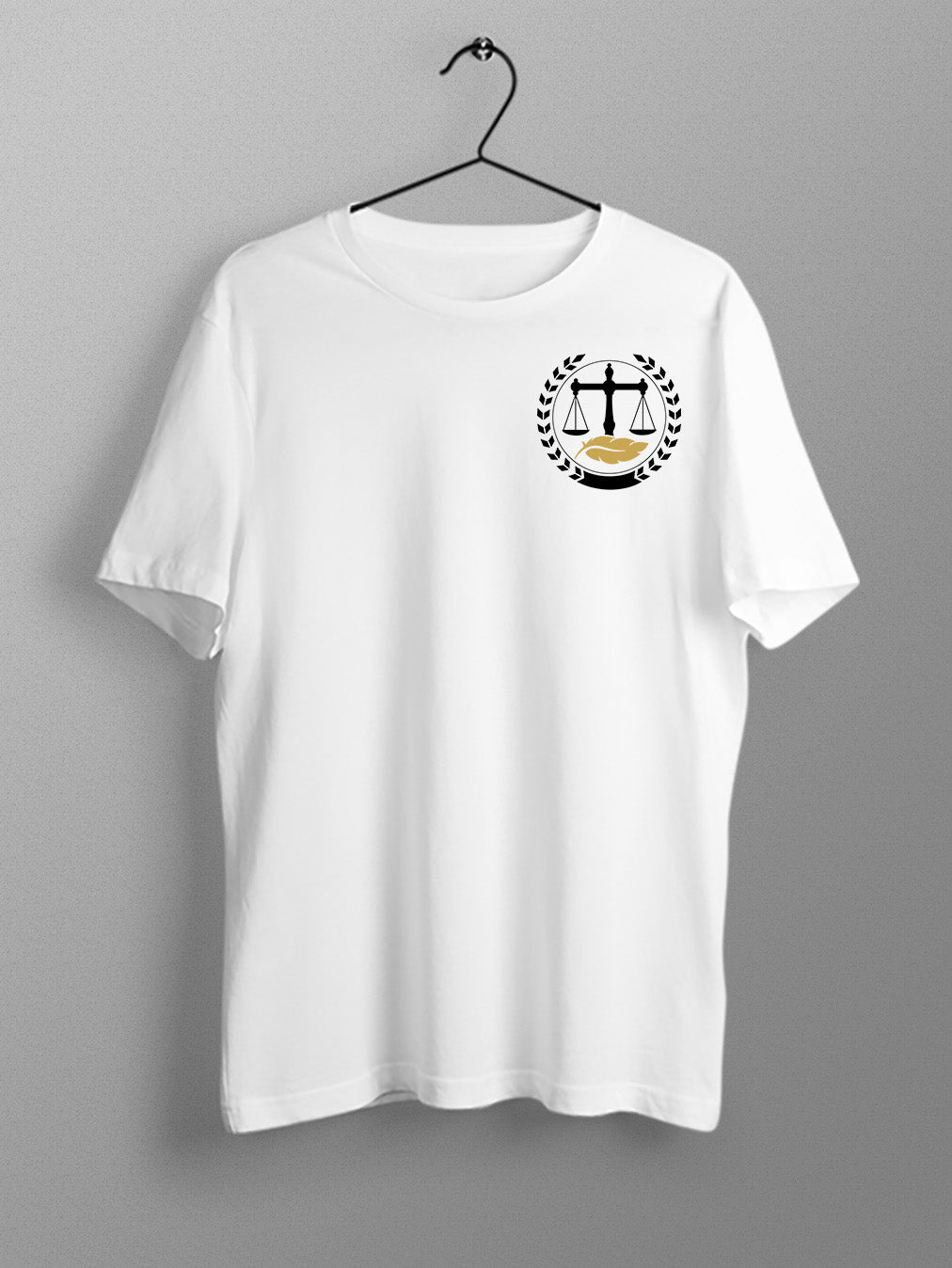 Advocate Logo Pocket- White Round Neck Lawyer T-shirt