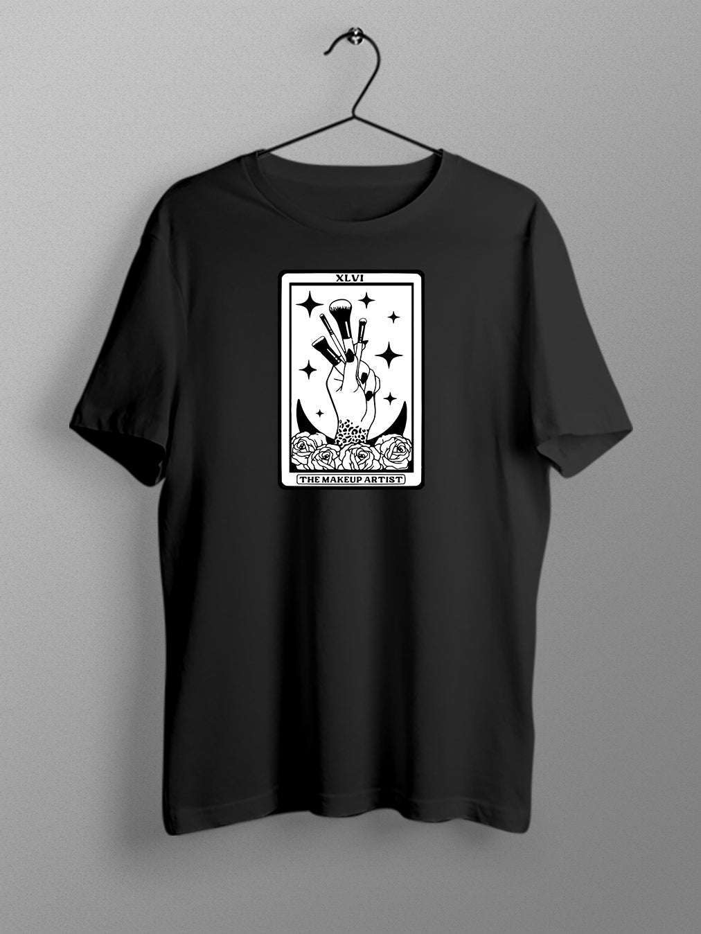 Makeup Tarot- Black Round Neck Unisex Makeup Artist T-shirt