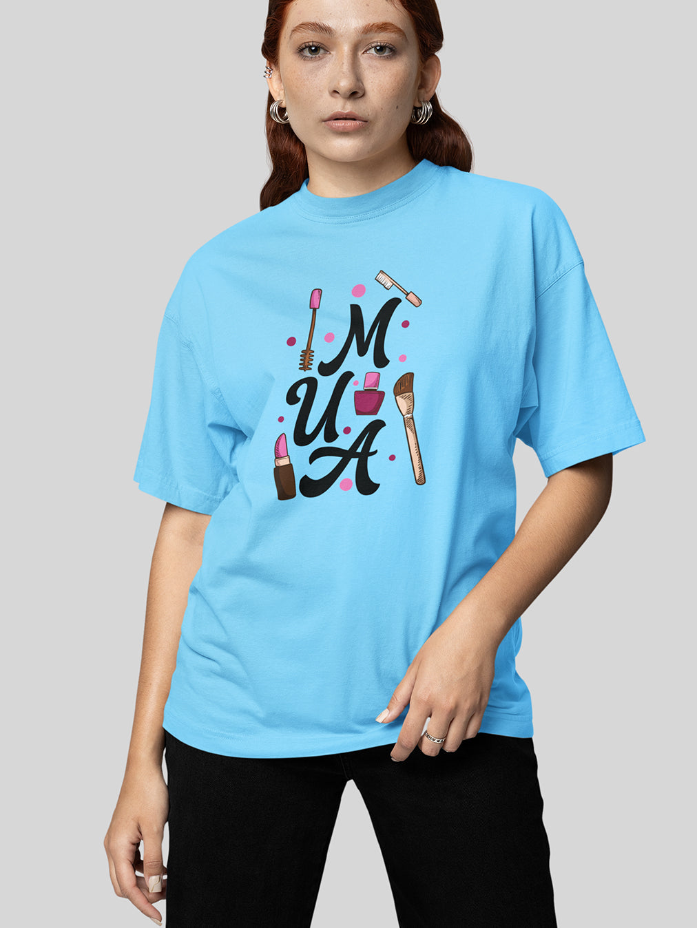 MUA- Sky Blue Round Neck Unisex Makeup Artist T-shirt