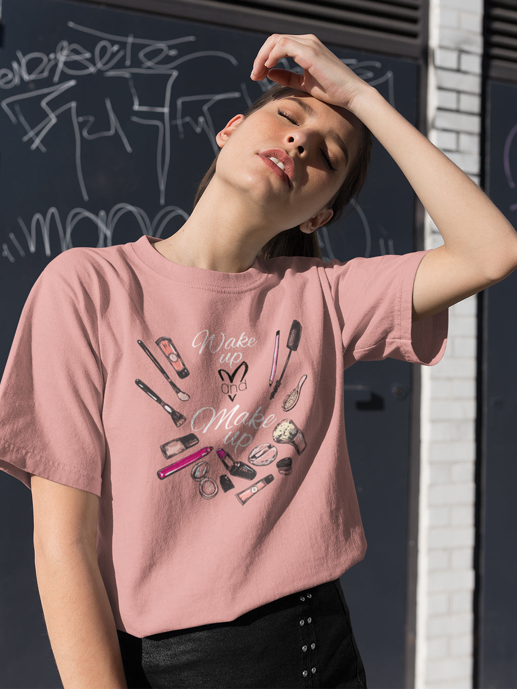 Wakeup & Makeup- Peach Round Neck Unisex Makeup Artist T-shirt