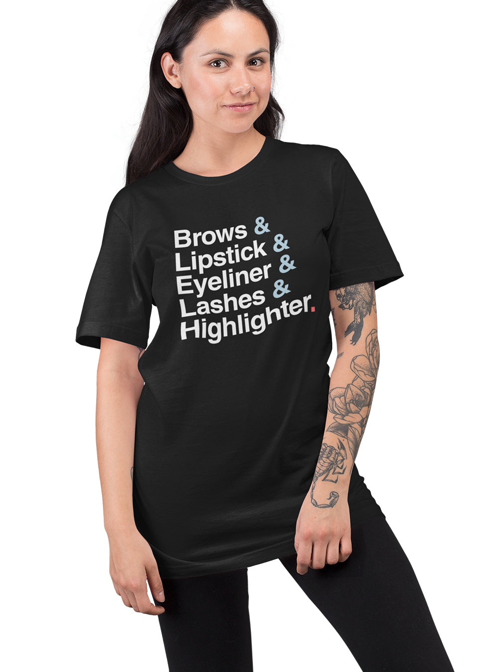 Brows & Lipsticks- Black Round Neck Unisex Makeup Artist T-shirt