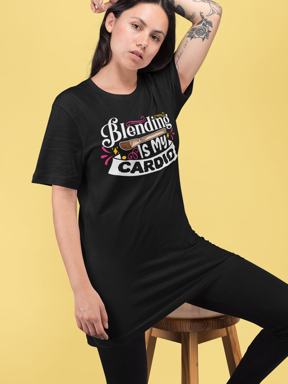 Blending is My Cardio- Black Round Neck Unisex Makeup Artist T-shirt