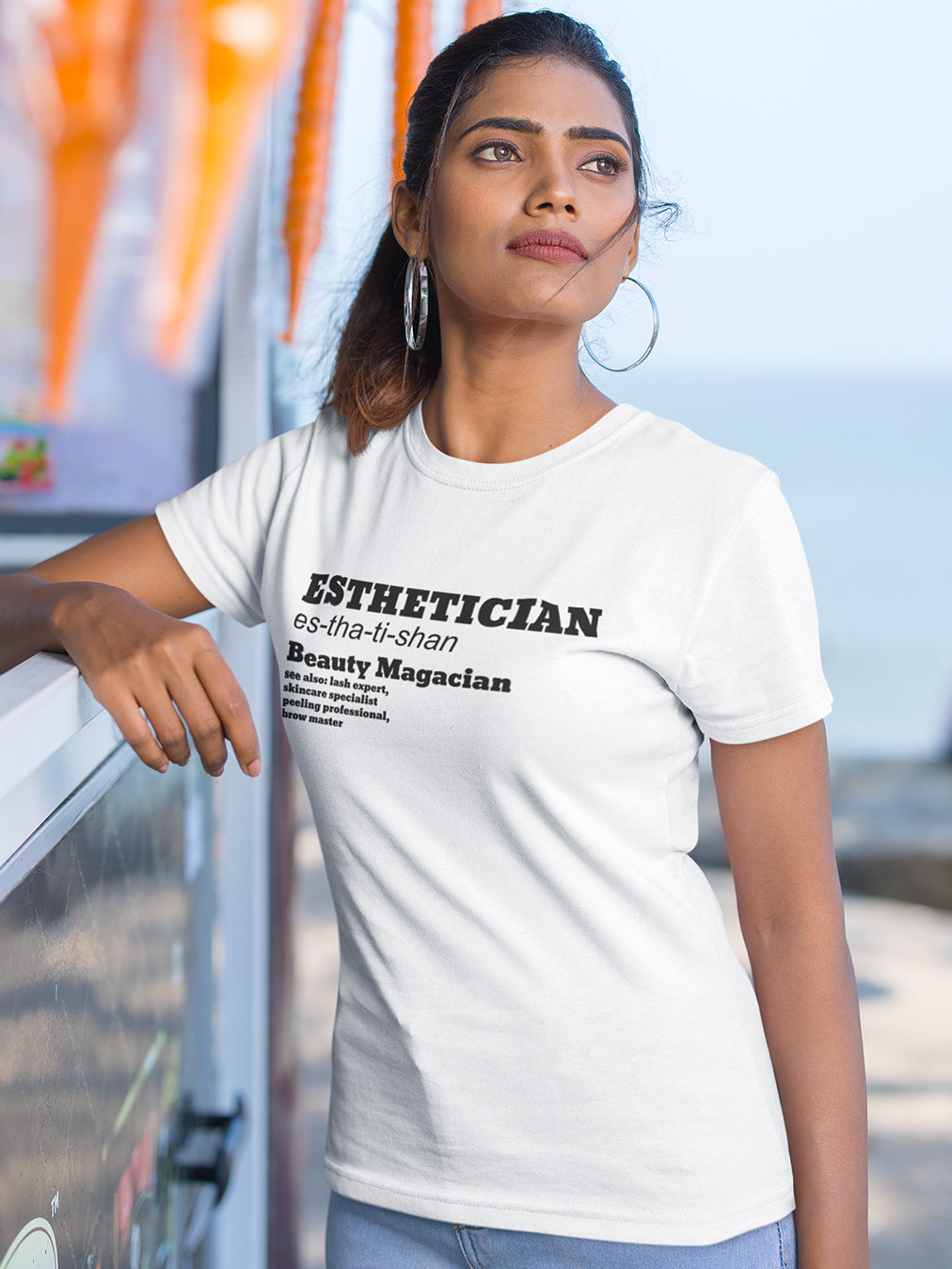 Esthetician Meaning- White Round Neck Unisex Makeup Artist T-shirt