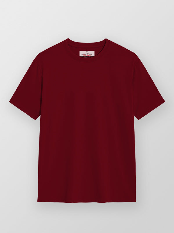 Maroon- Solid Unisex Round Neck T-shirt