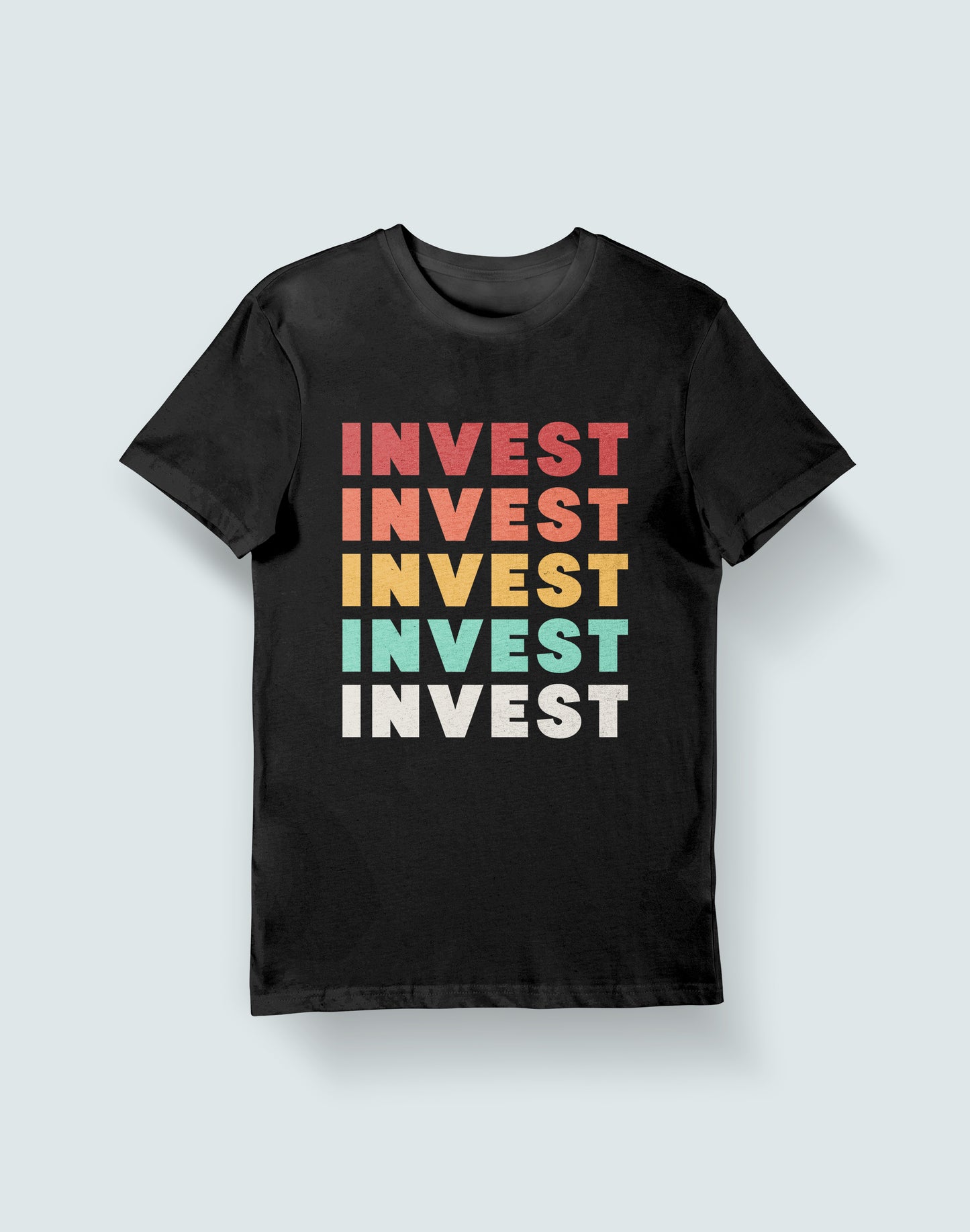 Invest Invest Invest- Black Round Neck Stock Trading T-shirt