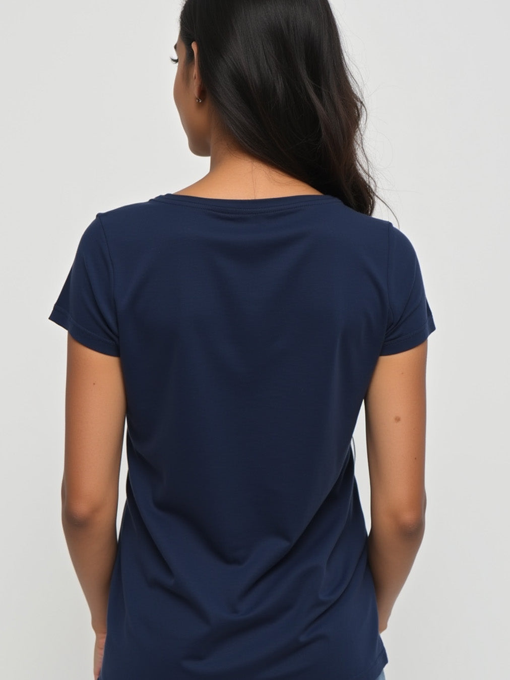 Navy Blue- Solid Women's Round Neck T-shirt