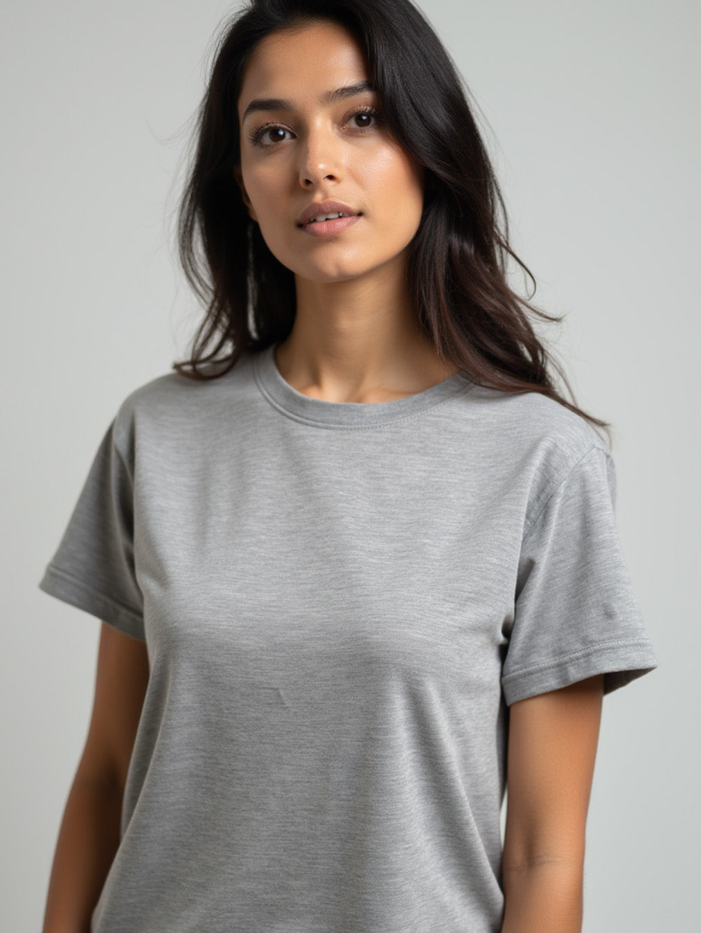 Grey- Solid Women's Round Neck T-shirt