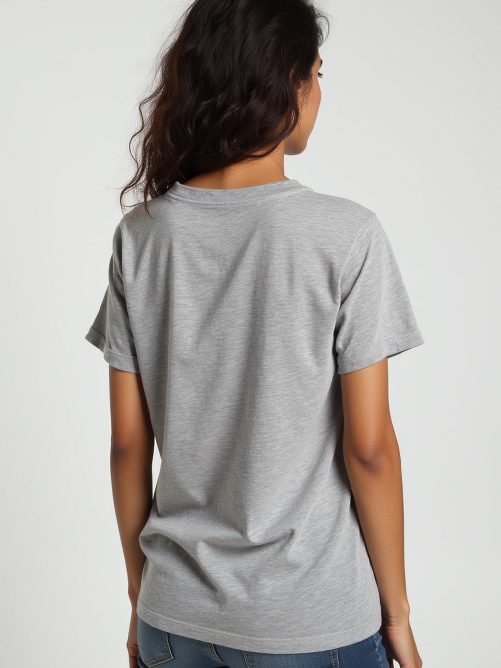 Grey- Solid Women's Round Neck T-shirt