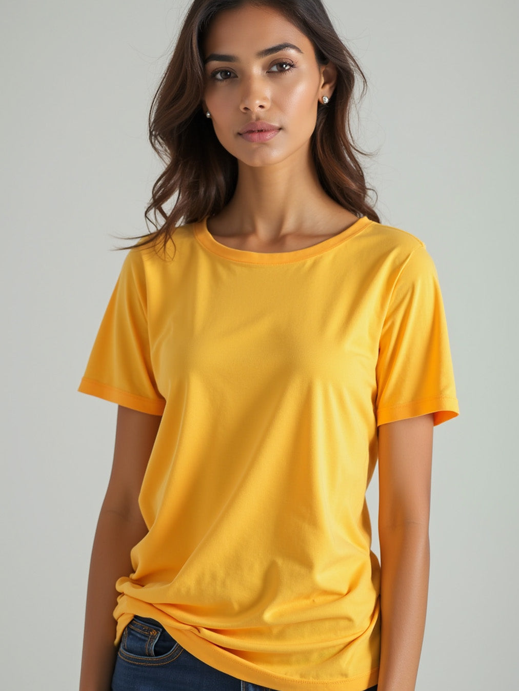 Mustard Yellow- Solid Women's Round Neck T-shirt