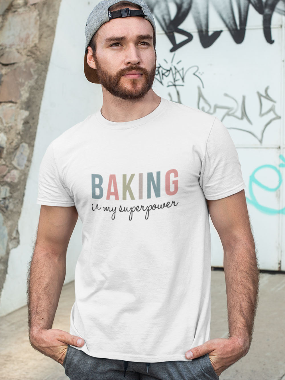 Baking is My Superpower - White Round Neck Baking T-shirt