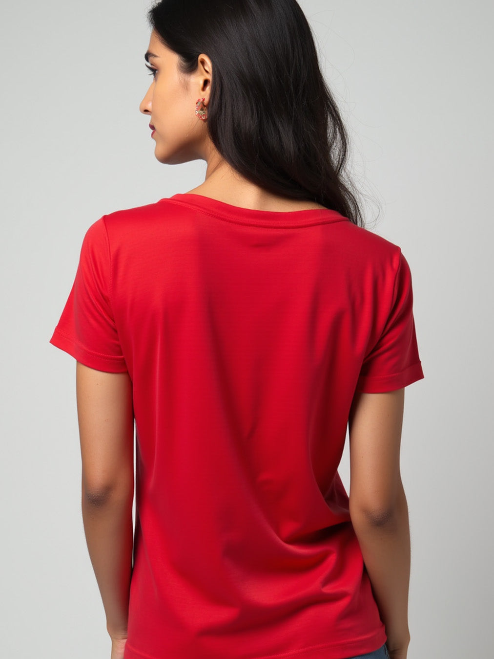 Red- Solid Women's Round Neck T-shirt