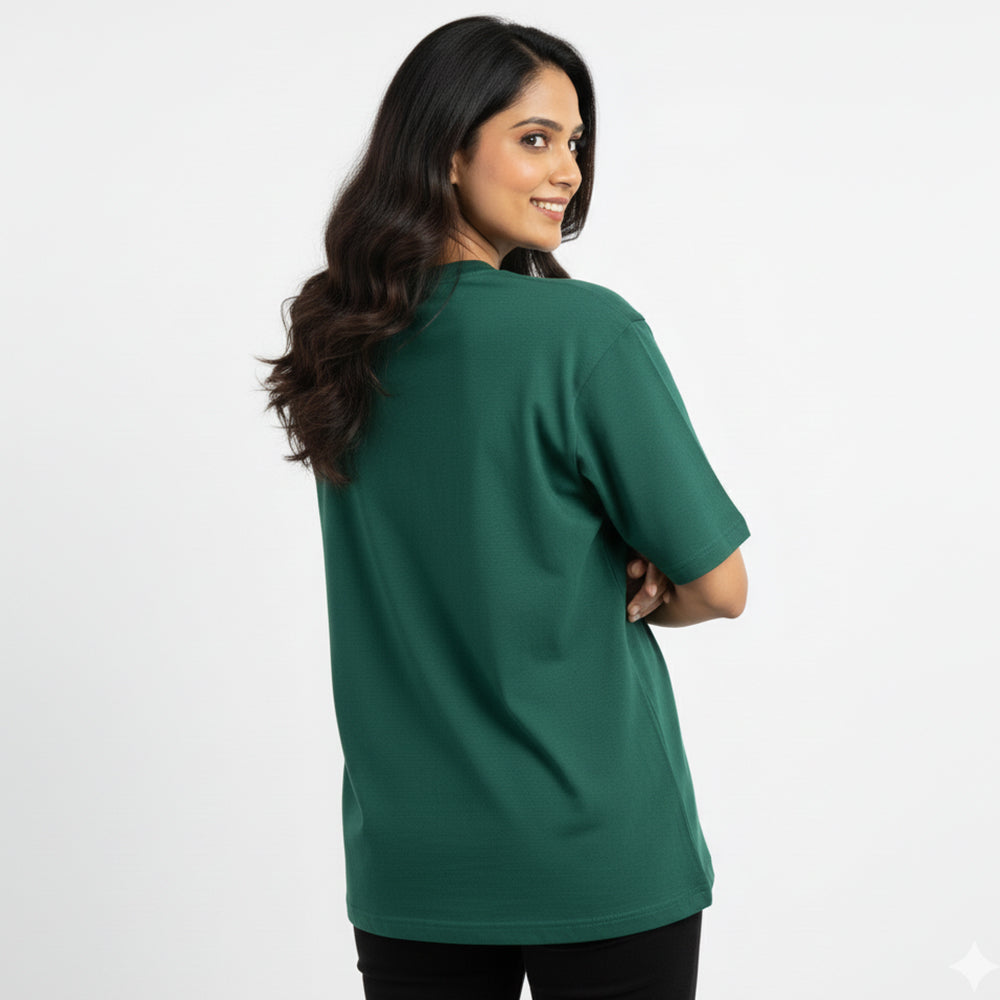 Reach Your Balance- Dark Green Round Neck Yoga T-shirt