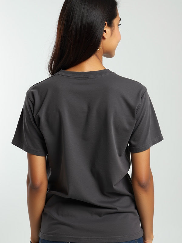 Charcoal- Solid Unisex Round Neck T-shirt