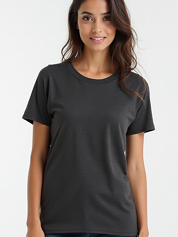 Charcoal- Solid Unisex Round Neck T-shirt