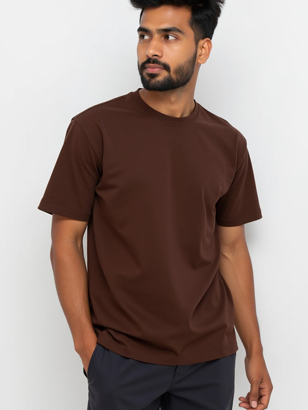 Coffee- Solid Unisex Round Neck T-shirt