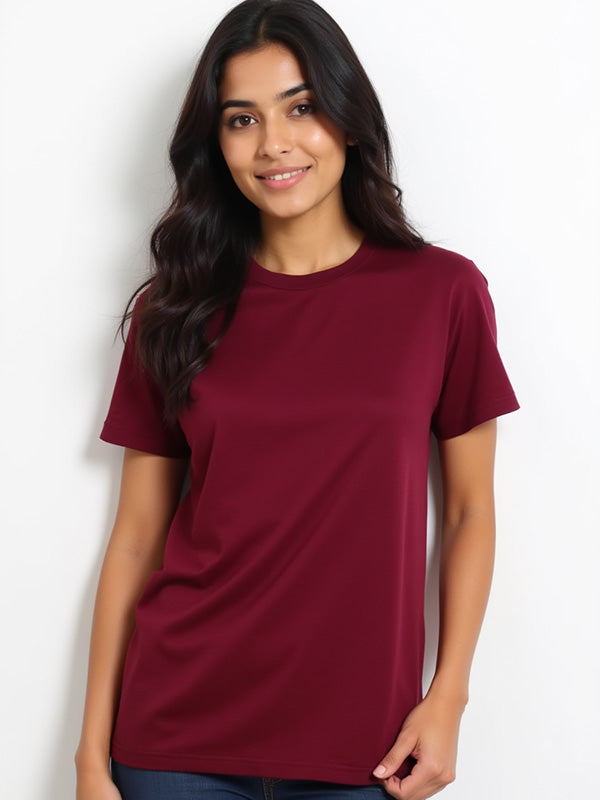Maroon- Solid Unisex Round Neck T-shirt