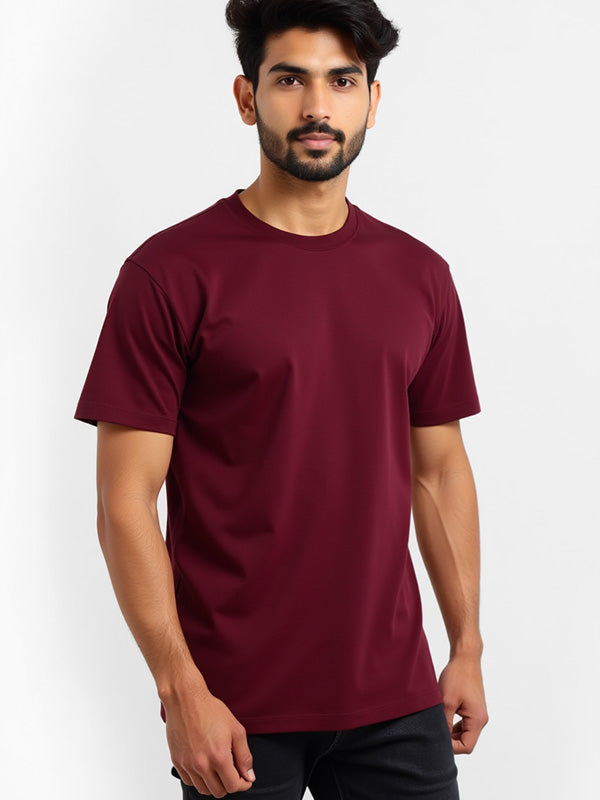 Maroon- Solid Unisex Round Neck T-shirt