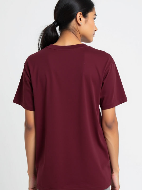 Maroon- Solid Unisex Round Neck T-shirt