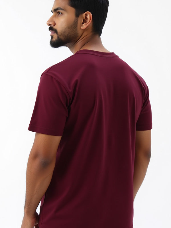Maroon- Solid Unisex Round Neck T-shirt