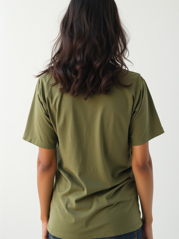 Olive Green- Solid Unisex Round Neck T-shirt