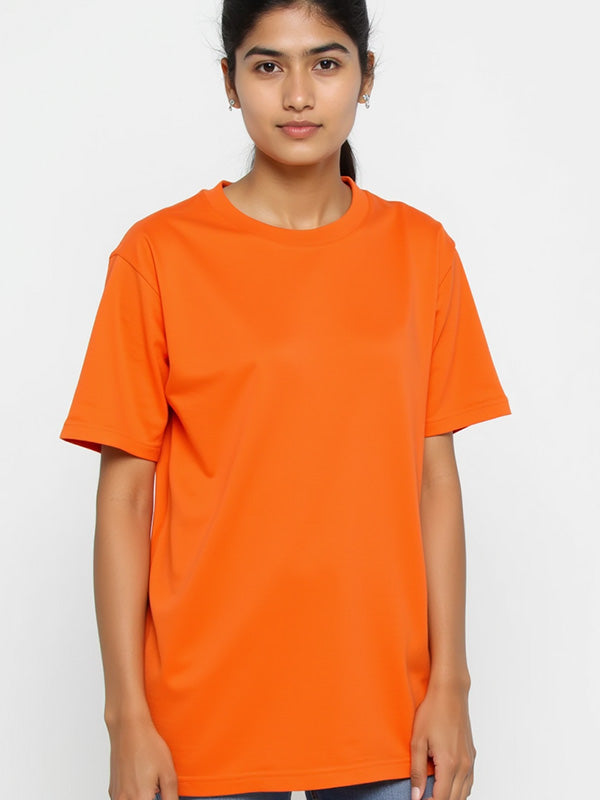 Orange- Solid Unisex Round Neck T-shirt