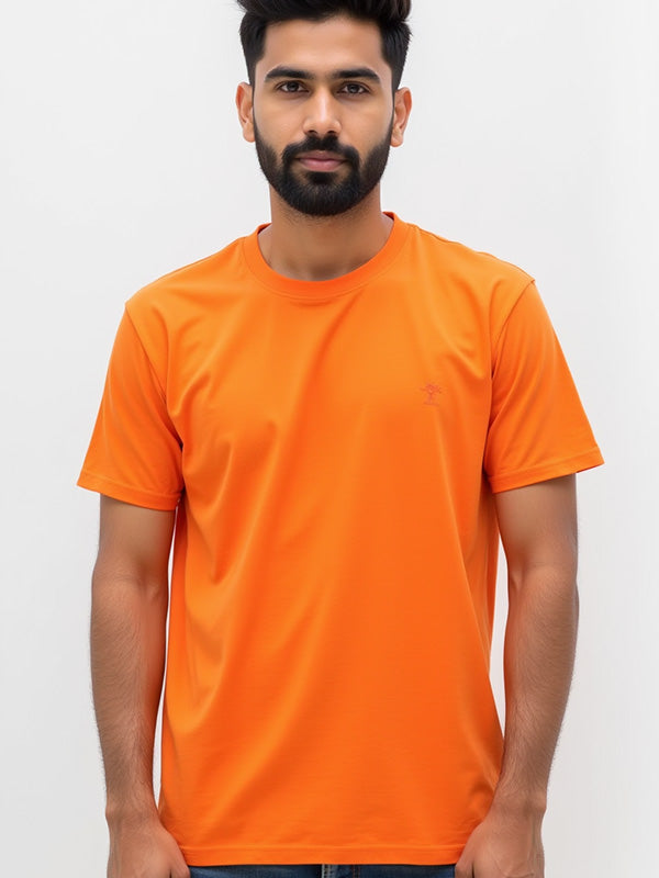 Orange- Solid Unisex Round Neck T-shirt