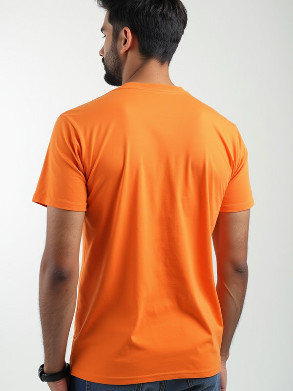 Orange- Solid Unisex Round Neck T-shirt