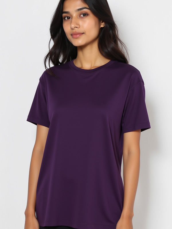 Purple- Solid Unisex Round Neck T-shirt