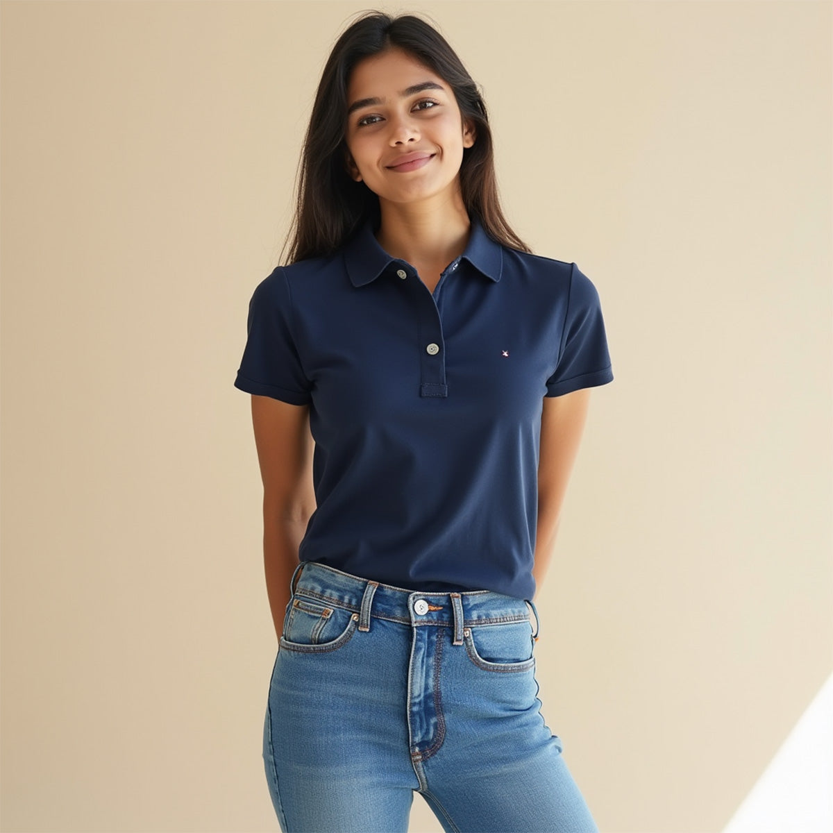 Navy Blue- Regular Fit Solid Unisex Polo Tshirt