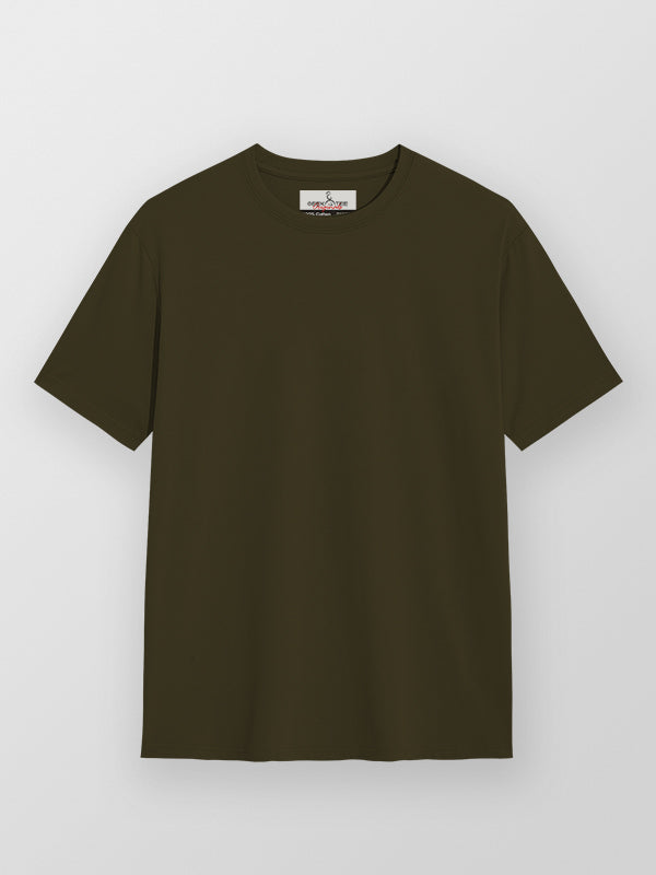Olive Green- Solid Unisex Round Neck T-shirt