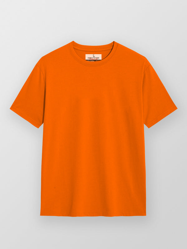 Orange- Solid Unisex Round Neck T-shirt