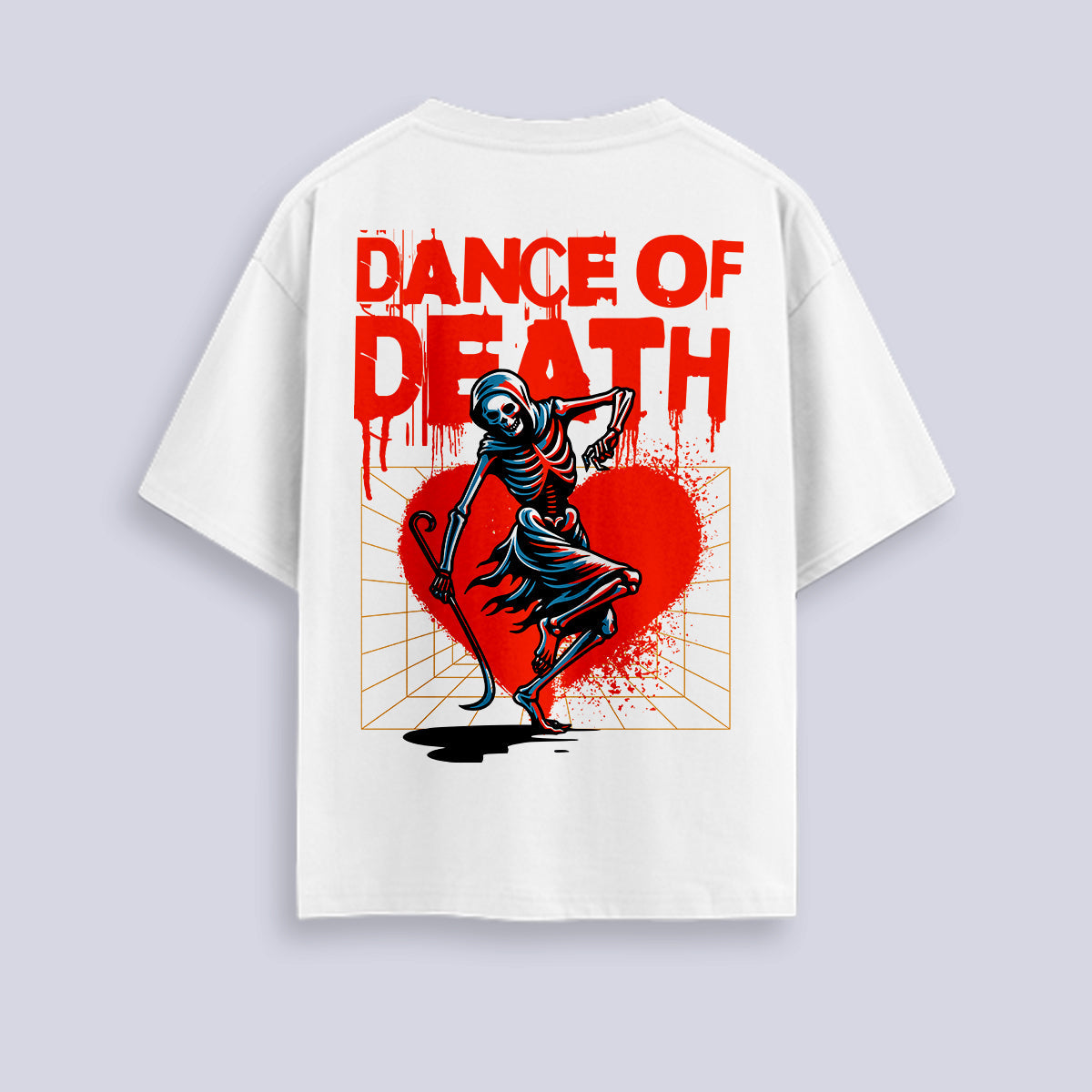 Dance Of Death - White French Terry Oversized Graphic T-shirt