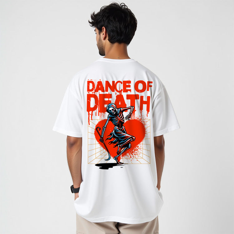 Dance Of Death - White French Terry Oversized Graphic T-shirt