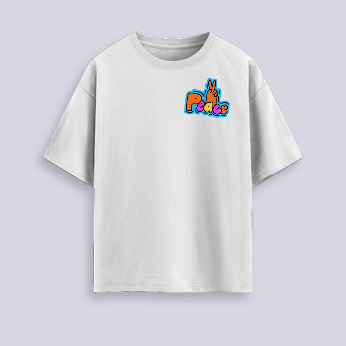 Spread Peace - White French Terry Oversized Graphic T-shirt