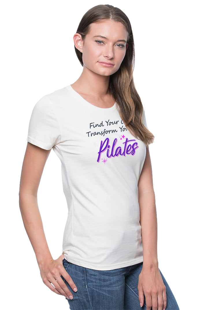 Pilates Centre- White Round Neck Women's Pilates T-shirt
