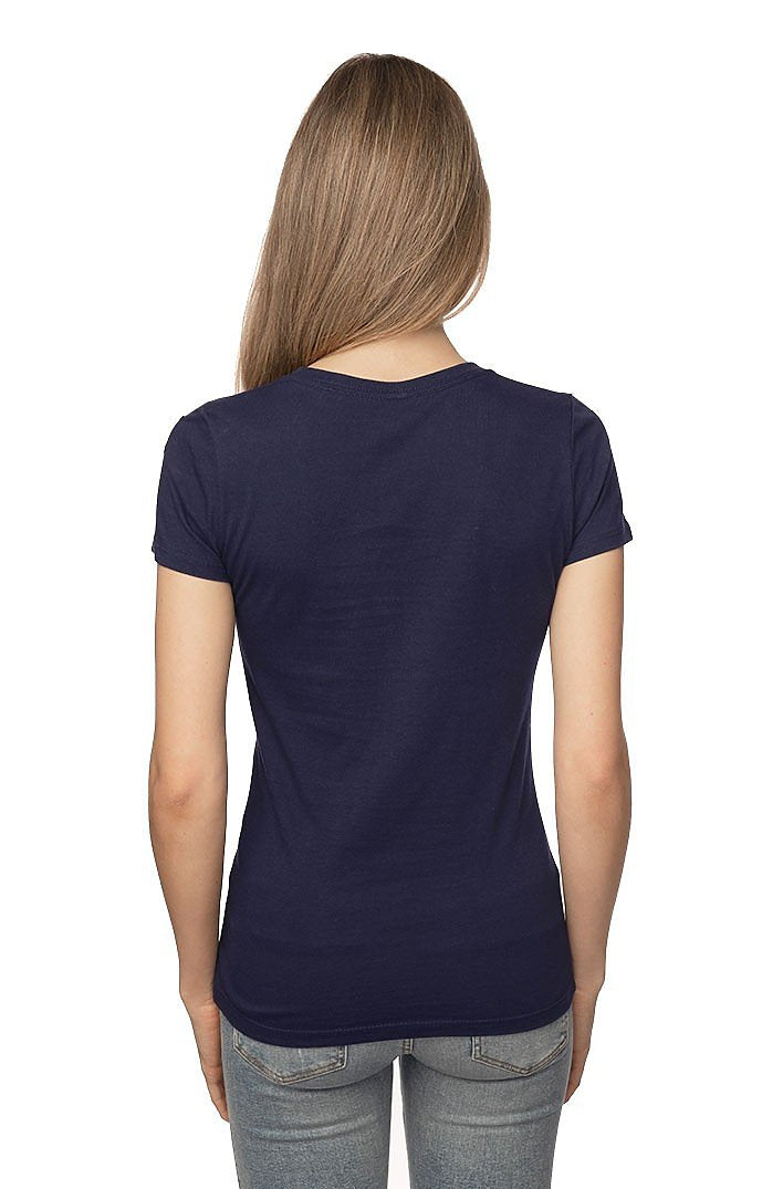 Pilates Vertical- Navy Blue Round Neck Women's Pilates T-shirt