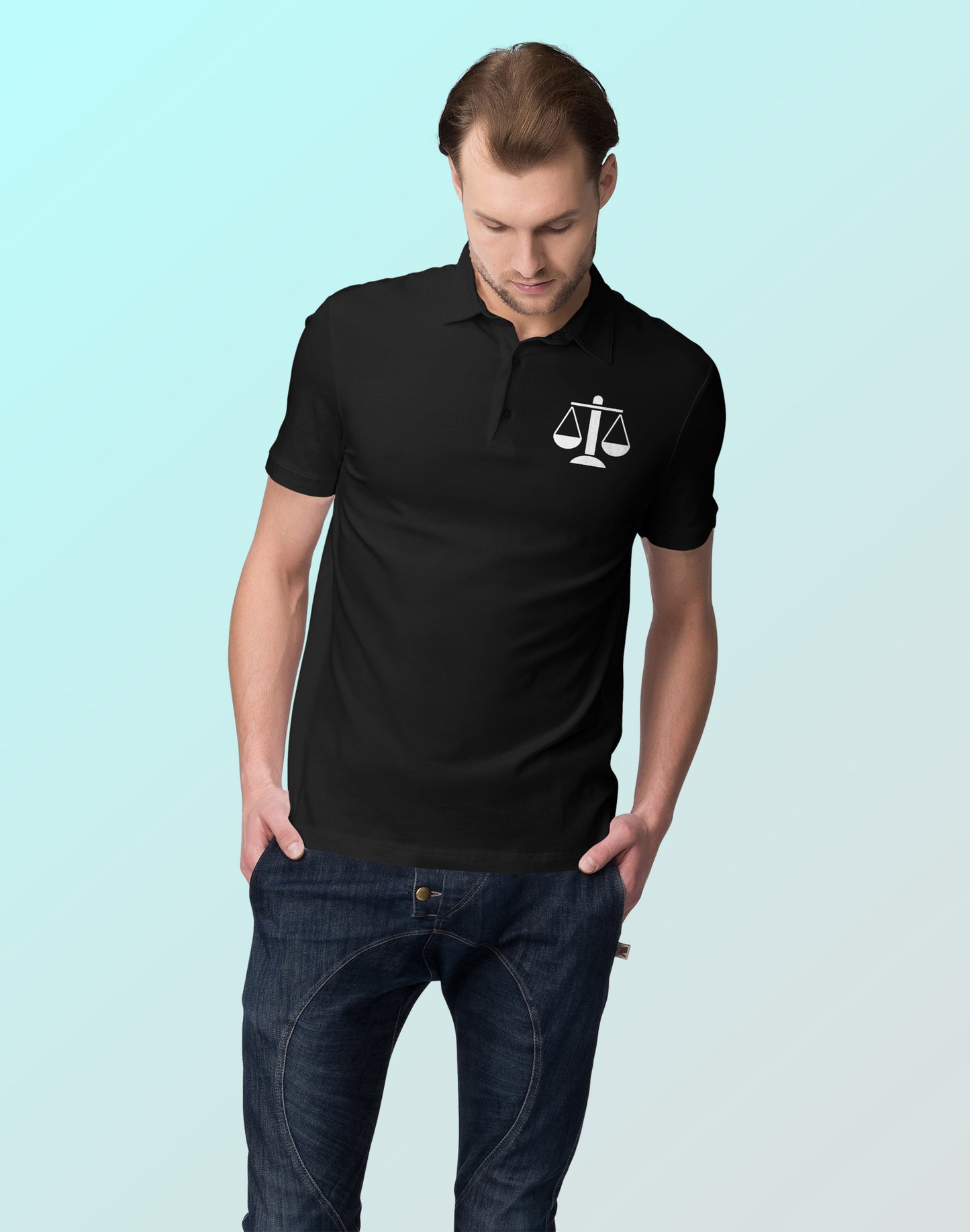 Scales of Justice- Black Lawyer Polo Tshirt