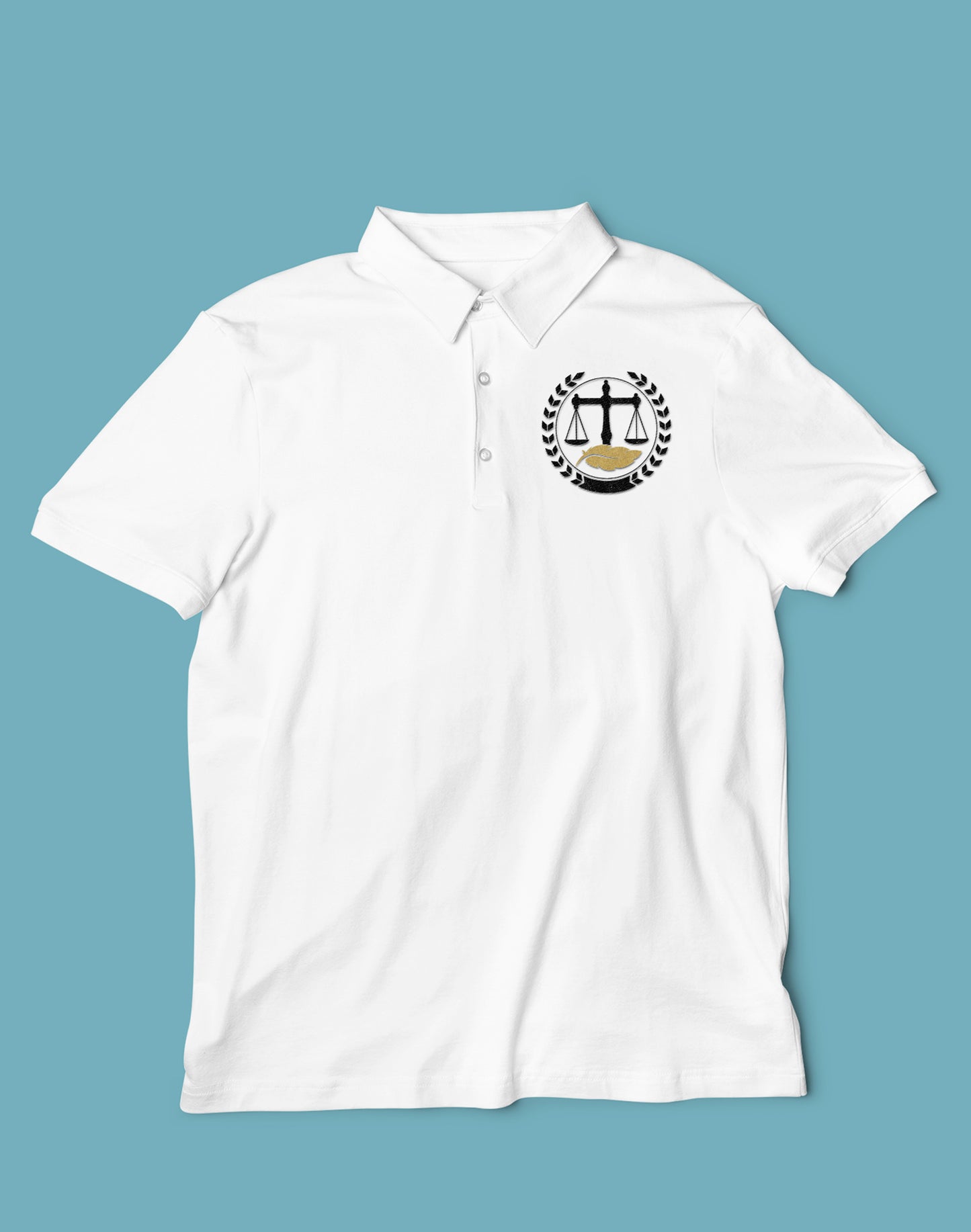 Advocate Logo Pocket- White Lawyer Polo T-shirt