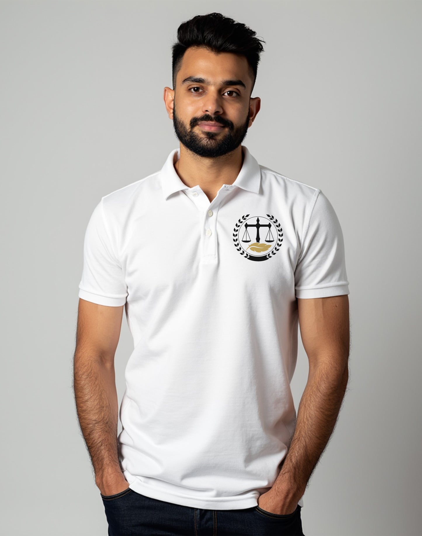 Advocate Logo Pocket- White Lawyer Polo T-shirt