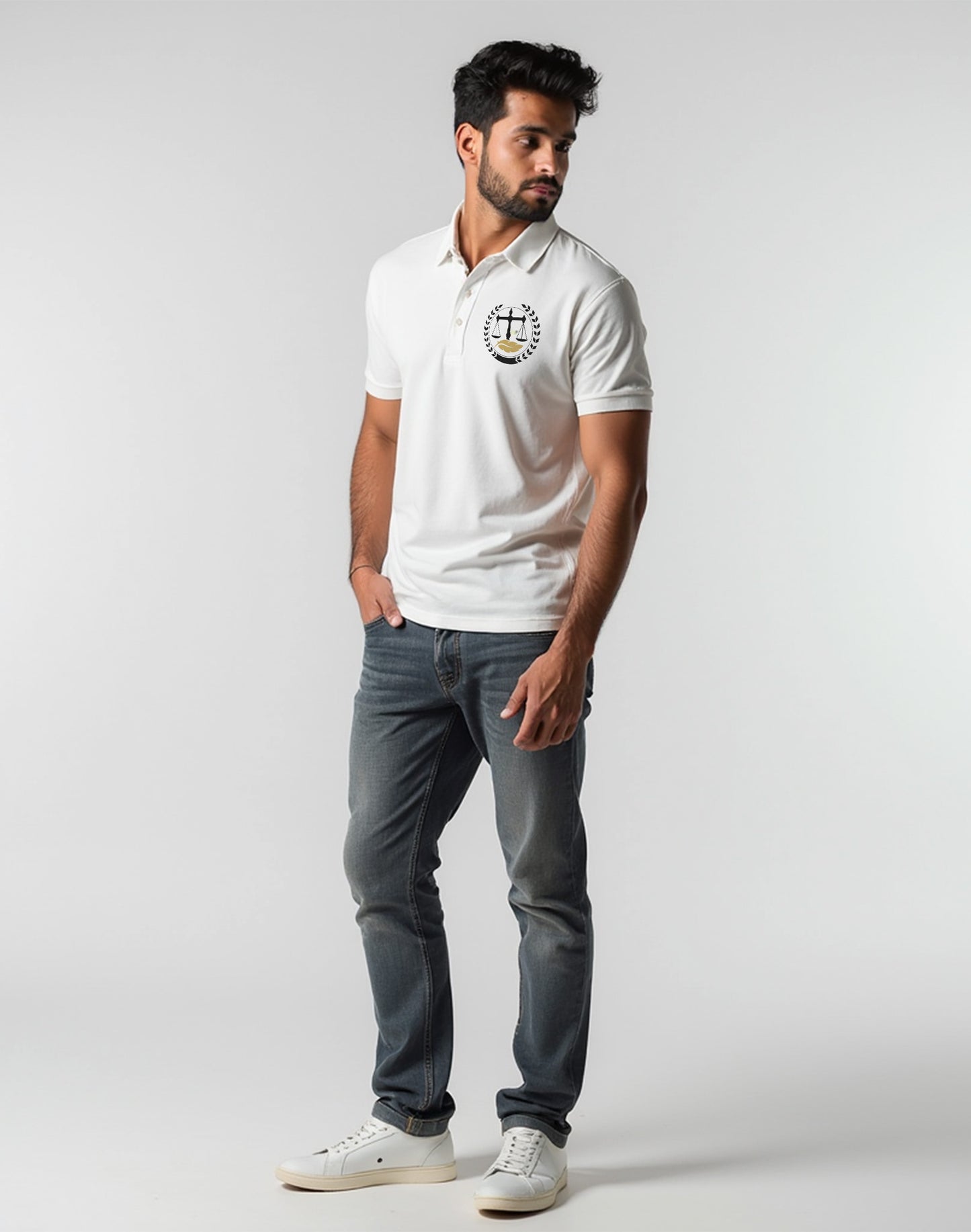 Advocate Logo Pocket- White Lawyer Polo T-shirt