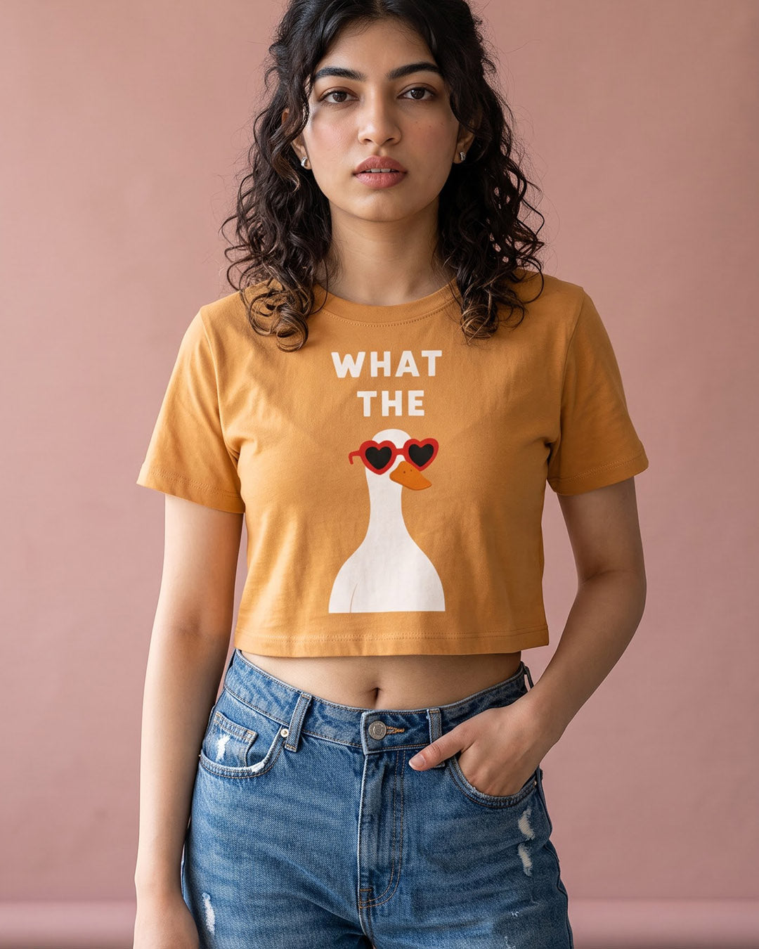What The- Yellow Graphic Crop Top