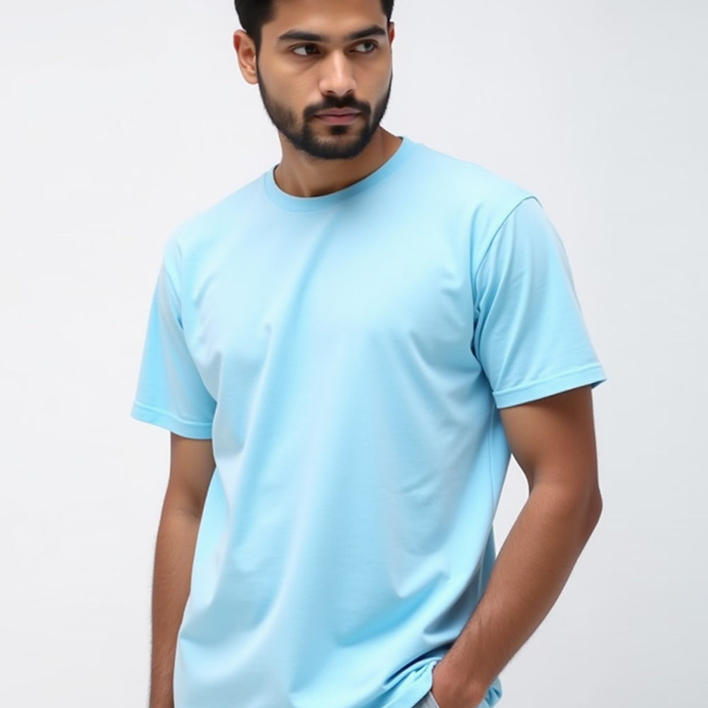 Sky Blue- Solid Unisex Round Neck T-shirt