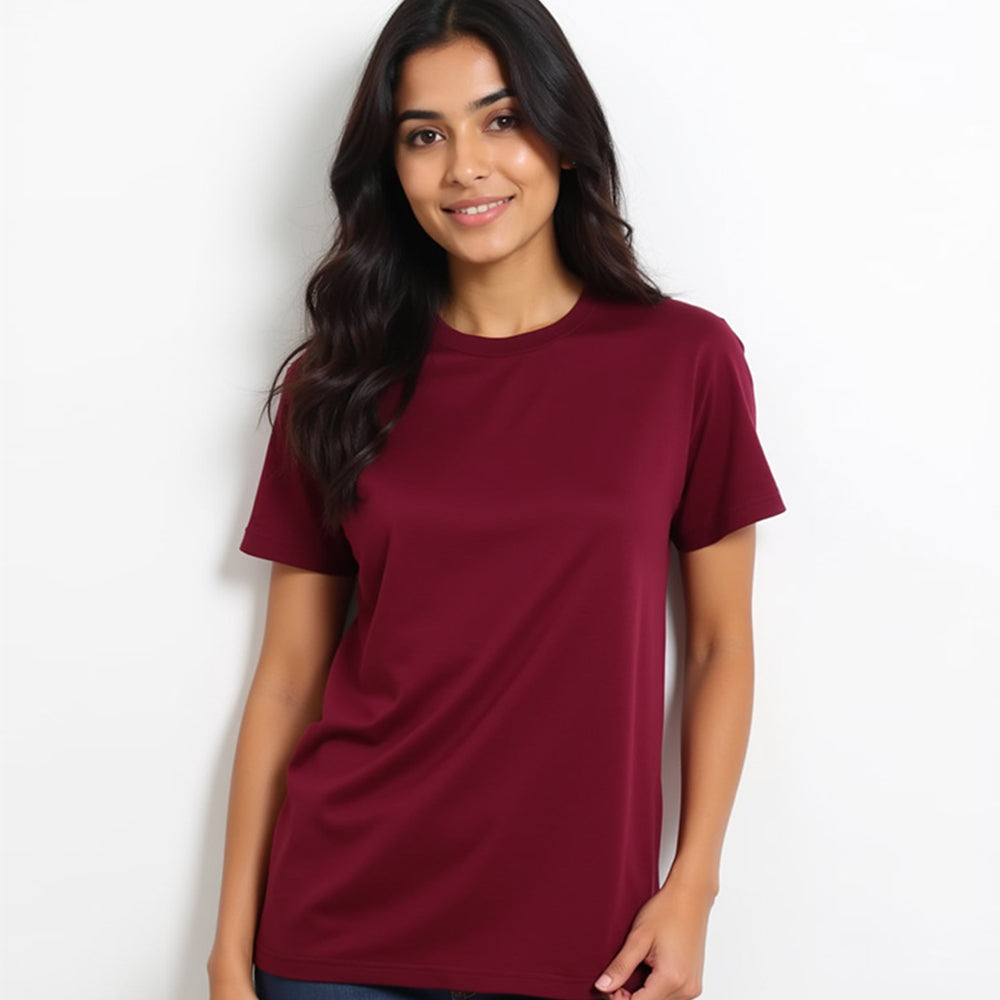 Maroon- Solid Unisex Round Neck T-shirt