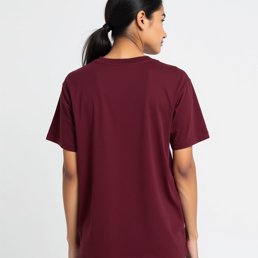 Maroon- Solid Unisex Round Neck T-shirt