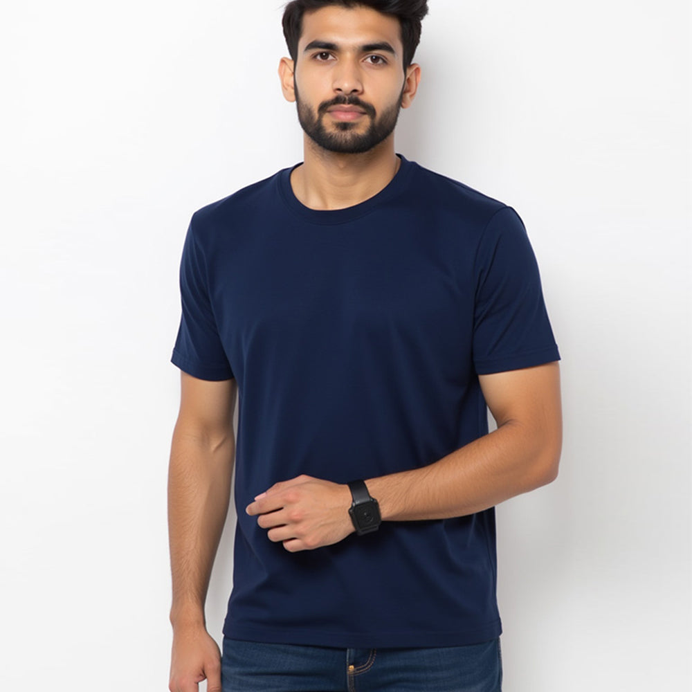Navy Blue- Solid Unisex Round Neck T-shirt